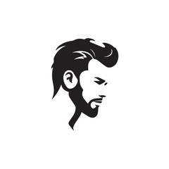 Black Vector Illustration of a Handsome Man in Clean Minimal Line Art Style on White Background