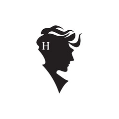 Black Vector Illustration of a Handsome Man in Clean Minimal Line Art Style on White Background