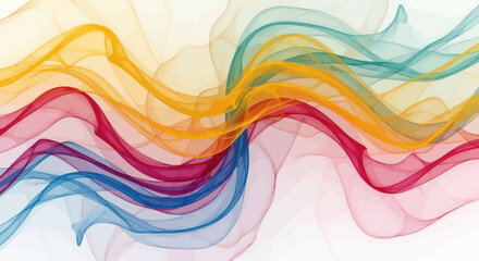 Abstract colorful flowing smoke trails blending soft hues and