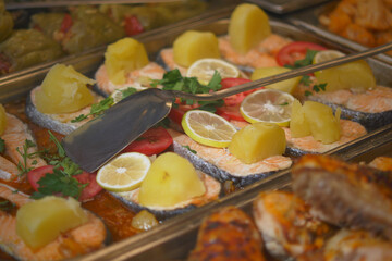 Delicious fish dish prepared with lemon and vegetables