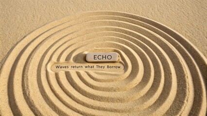 Obraz premium Echo in Sands: A Serene Spiral Design Symbolizing Nature's Interplay with Water and Sound Waves in Tranquil Environment