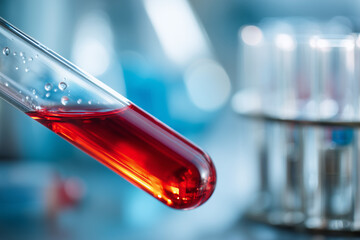 Red Liquid in Test Tube Macro Shot for Medical Research