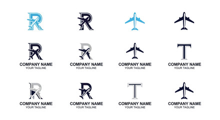 Aviation Logos - Letter Integration with Airplane Design.