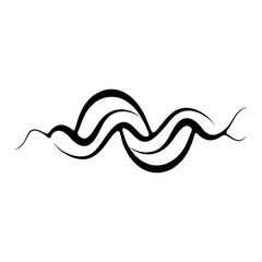 Minimalist Black and White Abstract Swirl Line Art Design. Elegant Wavy Decorative Graphic Element for Borders and Dividers.