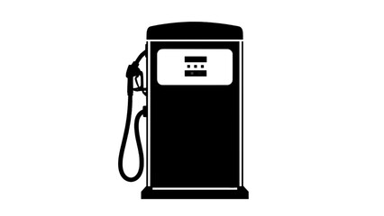 Vector illustration of black and white icon illustration of a fuel pump or gas dispenser isolated on transparent background 