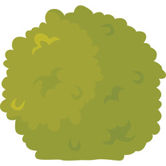 Round Green Bush Plant With Yellow Highlights And Detailed Foliage On Transparent Background