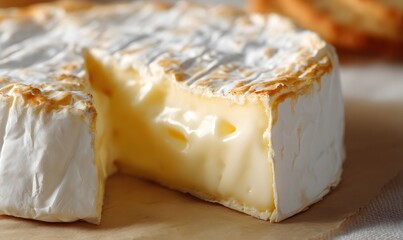 extreme close up of brie cheese, delicious and creamy