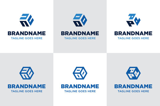 Letters NNN OOO PPP Hexagon Logo Set, symbolizing structure, balance, and geometric modernity