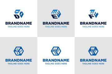 Letters DDD EEE FFF Hexagon Logo Set, symbolizing structure, balance, and geometric modernity