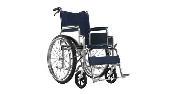 Wheelchair isolated on transparent background, mobility aid for disabled or elderly people