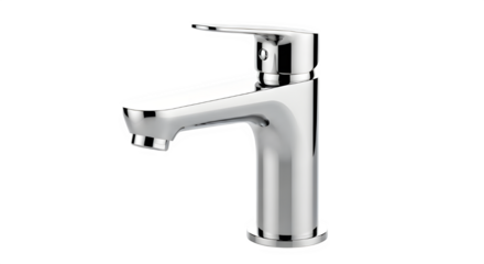 Modern chrome faucet isolated on transparent background, a sleek and stylish addition to any bathroom