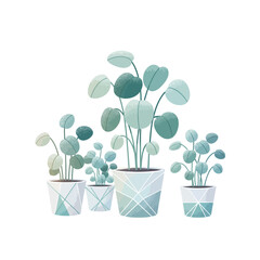 Frosted Balcony Potted Plants – Minimal Winter Flat Vector Illustration