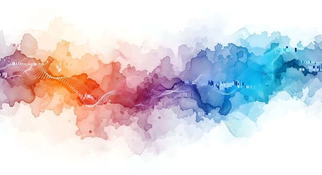 Vibrant watercolor abstract background with dynamic wave pattern and fluid design