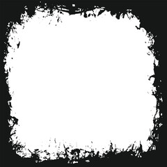 Black and white grunge frame vector design for images and graphic elements, featuring abstract distressed textures for creative framing.
