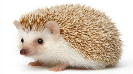 Obraz premium Minimal hedgehog, round body, soft spikes shapes, pastel brown, white background