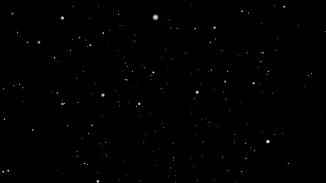 Isolated snow falling on black background
