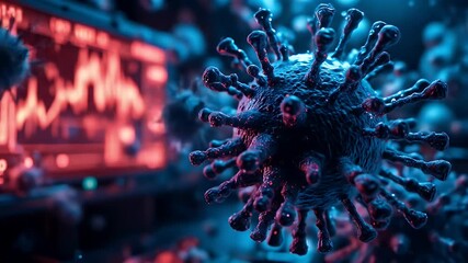 Coronavirus impacting global economy, a microscopic view of a pathogen affecting the market - Powered by Adobe
