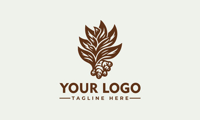 Brown Leaves and Roots Vector Logo Illustration Concept
