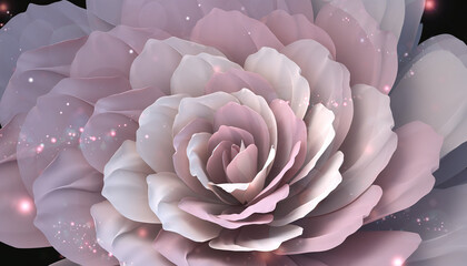 デジタル花びらの渦 × パステルピンク光のハーモニー