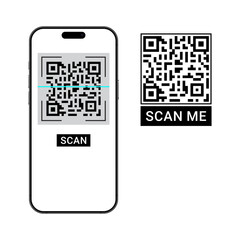QR code scan interface with mobile phone and scan me label