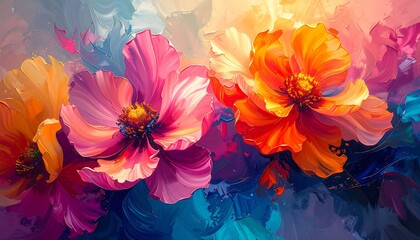 Vibrant Floral Abstraction - A Symphony of Colors and Textures.
