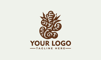 brown abstract ornamental tribal vector logo illustration