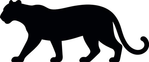 Black leopard walking silhouette white