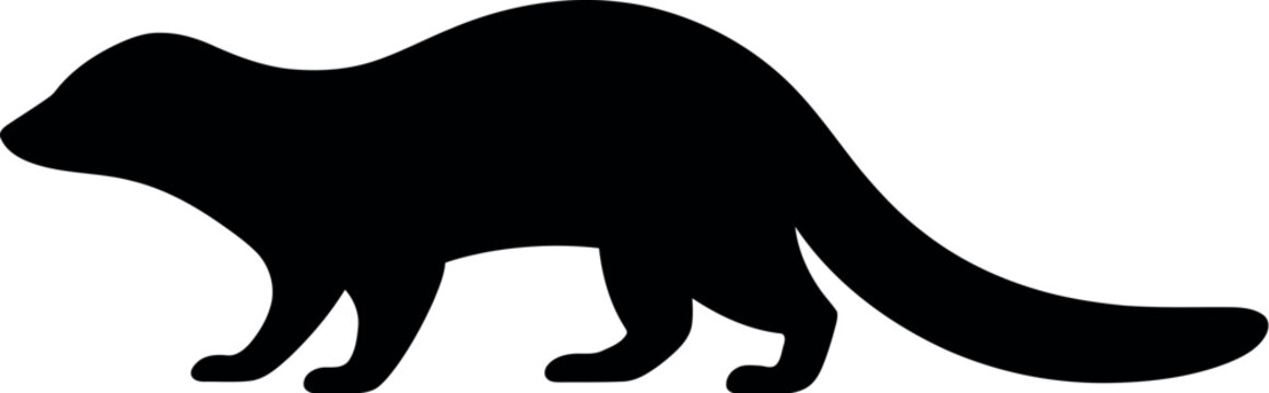 Black silhouette of a walking mongoose animal mammal