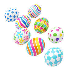 Colorful easter eggs decoration isolated on transparent background