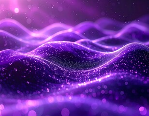 Obraz premium Abstract waves of vibrant purple light with sparkling particles