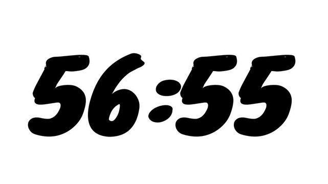 Countdown timer from 57 minute to 56 minute on white background