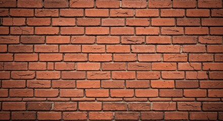 Obraz premium A closeup shows a textured redtoned brick wall with visible mortar joints
