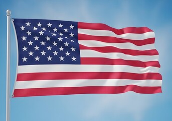 Obraz premium Waving american flag against a clear blue sky