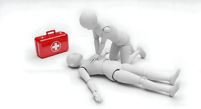 First Aid Training with Mannequins Performing Cardiopulmonary Resuscitation