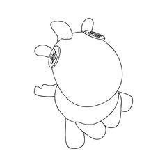 Outline for Coloring of Horse Plush Cute and Funny Toy. Vector Illustration.