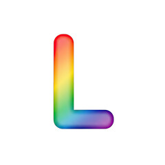 Letter L With Rainbow Gradient Effect Isolated On Black Background Smooth Rounded Typography Alphabet Graphic Design Element