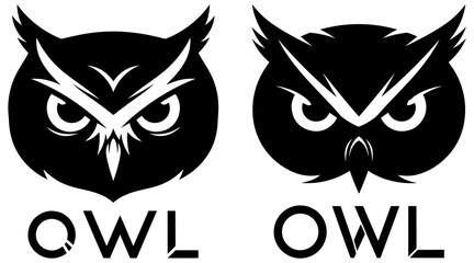 Two owl head logo design, isolated on vector illustration concept for business, company, or brand identity