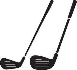 Pair of iron or wedge golf club flat vector icon for sports apps and websites