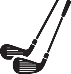 Pair of iron or wedge golf club flat vector icon for sports apps and websites