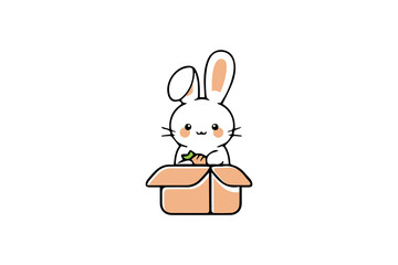 cute bunny in the box logo