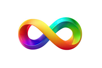 Colorful, 3D rendered infinity symbol on a black background