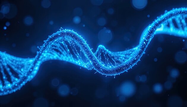 Stunning blue DNA strand illustration for genetics research and technology projects, symbolizing future innovation, advanced medicine, and scientific discovery - Powered by Adobe