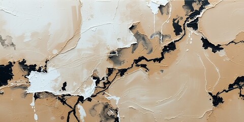 Textured abstract painting with neutral tones organic shapes and dripping paint effects