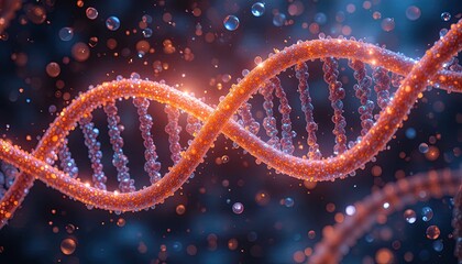 Stunning DNA strand with vibrant colors and bokeh lights for science, medicine, and technology projects that need a modern, eye-catching visual