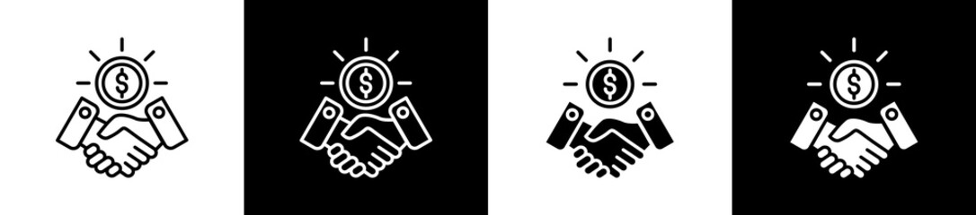 Business Culture icon set in line and glyph style on black and white background