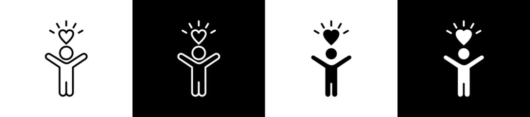 Simplify Life icon set in line and glyph style on black and white background