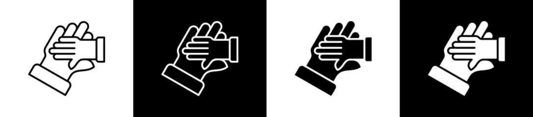 Fototapeta premium Aid icon set in line and glyph style on black and white background