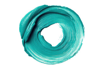 Turquoise swirl of thick paint, circular texture on black