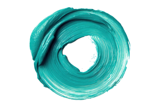 Turquoise swirl of thick paint, circular texture on black - Powered by Adobe