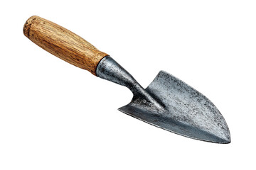 Small garden trowel, wooden handle, aged steel